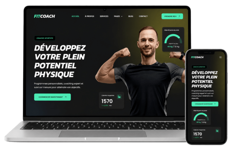 Exemple de site web moderne pour coach sportif réalisé en Belgique