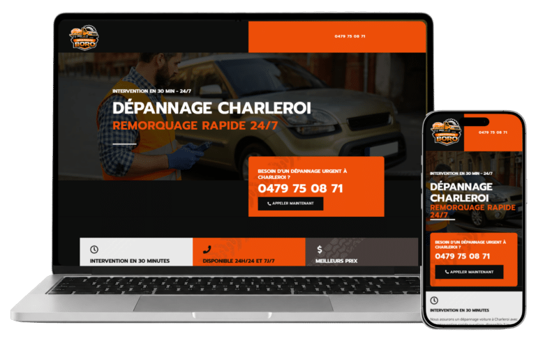 Exemple de site web de dépannage créé par Woovy agence web en Belgique